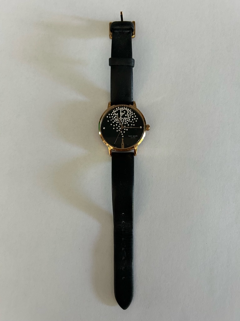 Kate Spade Champagne At Midnight Watch With Gold Case And Crystal Accents